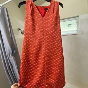 Red Patterned Sleeveless Business or Casual Dress